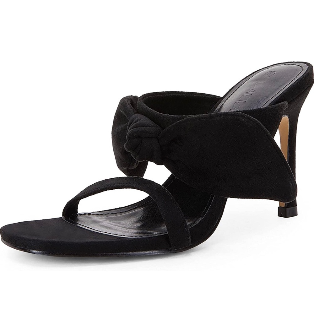 Open Toe Stiletto Heel Sandals Bow Knot Strap Slingback Dress Mule Slides 7.5